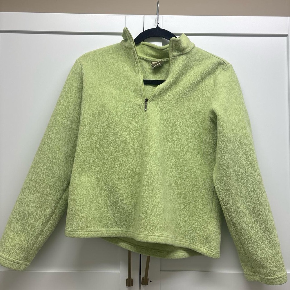 L.L. Bean Light Green Quarter-Zip Fleece Pullover